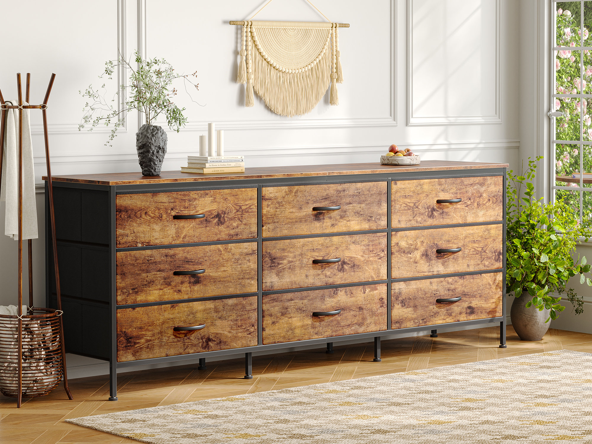 Ebern Designs Janne Modern Dresser, 63" Bedroom Dresser, Chest of